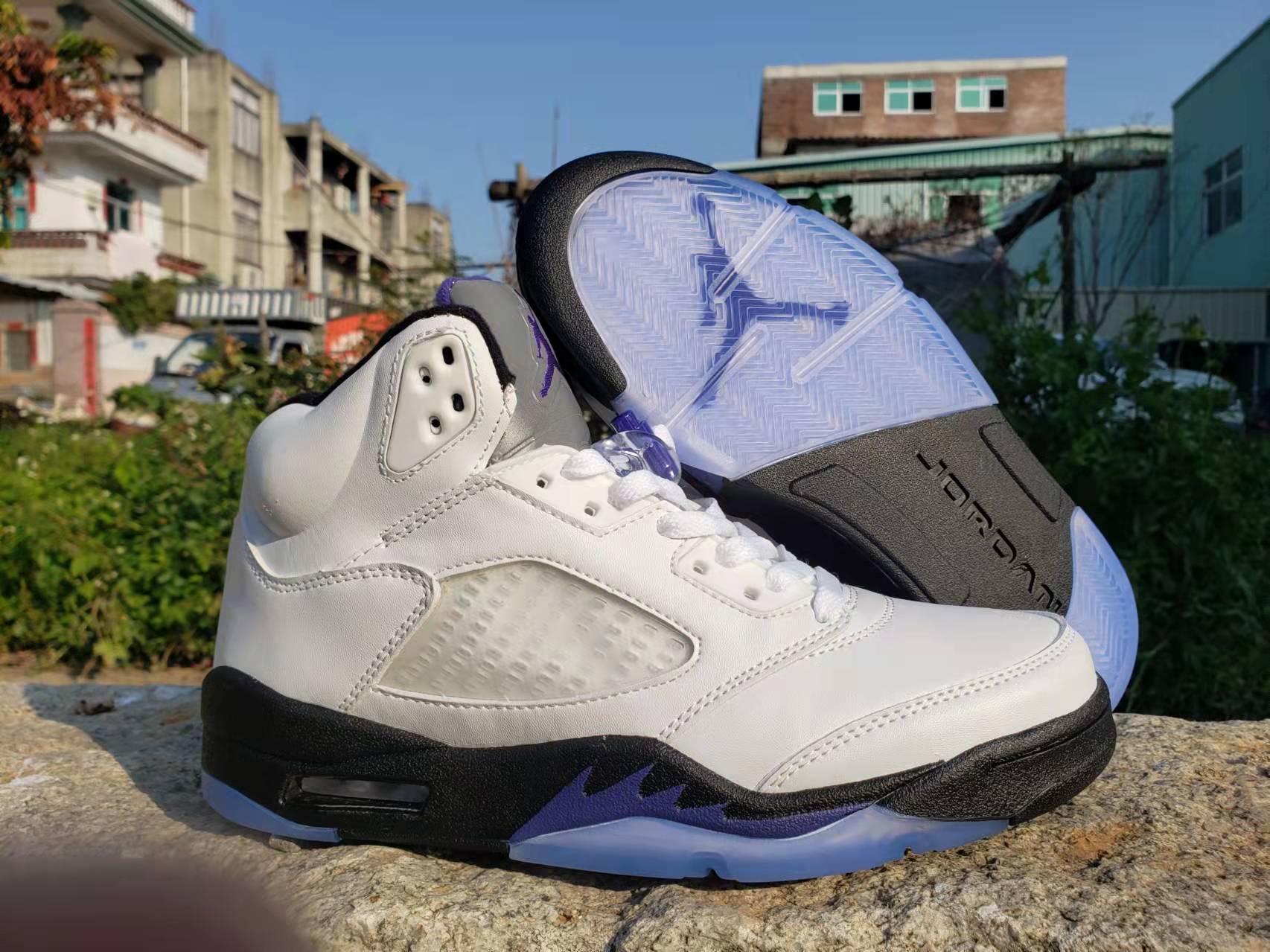 New 2022 Air Jordan 5 Concord White Black Blue Shoes - Click Image to Close